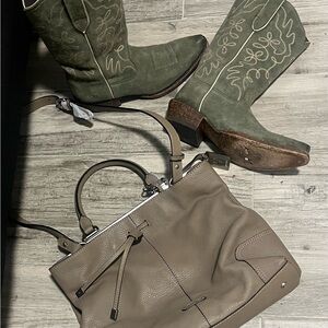 Frye tan Leather Satchel Fay drawstring